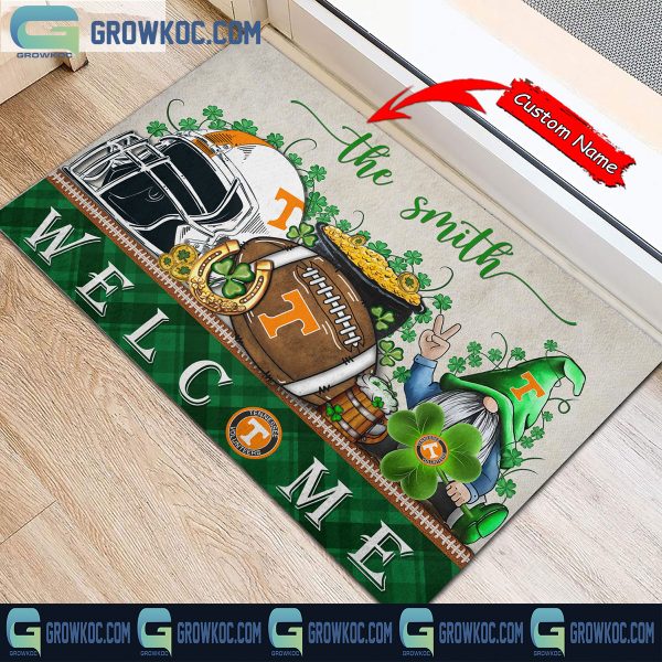 Tennessee Volunteers Welcome St Patrick’s Day Shamrock Personalized Doormat