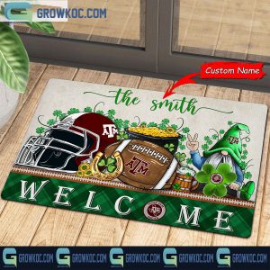 Texas A&M Aggies Welcome St Patrick’s Day Shamrock Personalized Doormat