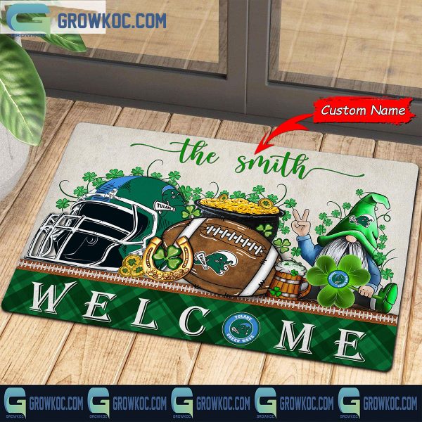 Tulane Green Wave St. Patrick’s Day Shamrock Personalized Doormat