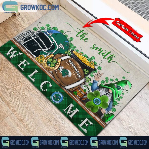 Tulane Green Wave St. Patrick’s Day Shamrock Personalized Doormat