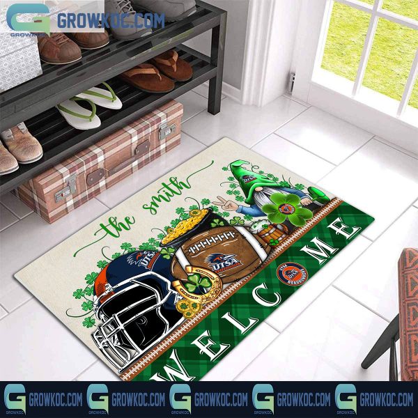 UTSA Roadrunners St. Patrick’s Day Shamrock Personalized Doormat