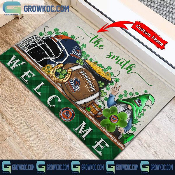 UTSA Roadrunners St. Patrick’s Day Shamrock Personalized Doormat