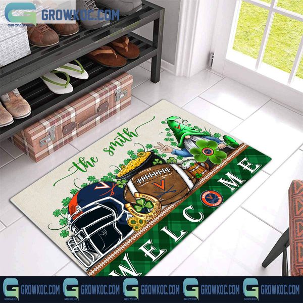 Virginia Cavaliers St. Patrick’s Day Shamrock Personalized Doormat