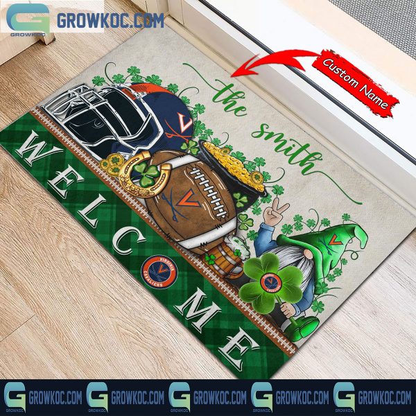 Virginia Cavaliers St. Patrick’s Day Shamrock Personalized Doormat