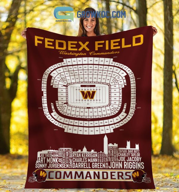 Washington Commanders FedEx Field Stadium Legends Fleece Blanket Quilt