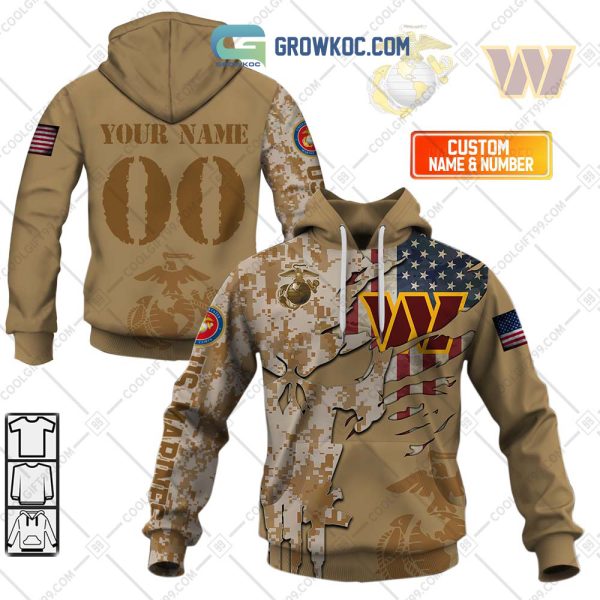 Washington Commanders Marine Camo Veteran Personalized Hoodie Shirts