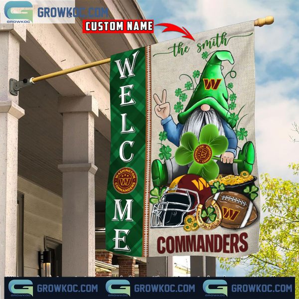 Washington Commanders St. Patrick’s Day Shamrock Personalized Garden Flag