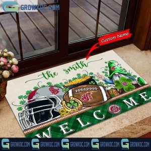 Washington State Cougars St. Patrick’s Day Shamrock Personalized Doormat