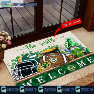 Wayne State Warriors St. Patrick’s Day Shamrock Personalized Doormat