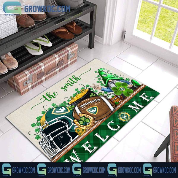 Wayne State Warriors St. Patrick’s Day Shamrock Personalized Doormat