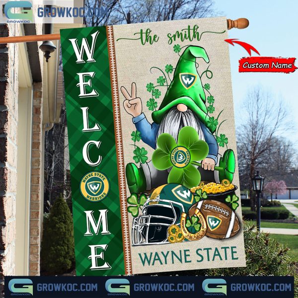 Wayne State Warriors St. Patrick’s Day Shamrock Personalized Garden Flag