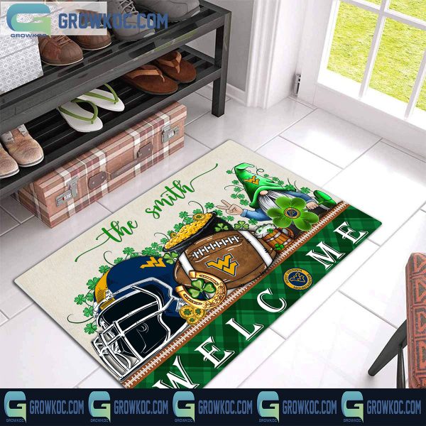 West Virginia Mountaineers Welcome St Patrick’s Day Shamrock Personalized Doormat