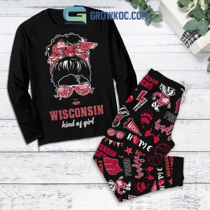 Wisconsin Badgers Kind Of Fan Girl Fleece Pajamas Set Long Sleeve