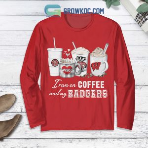 Wisconsin Badgers Run On Coffee Fleece Pajamas Set Long Sleeve