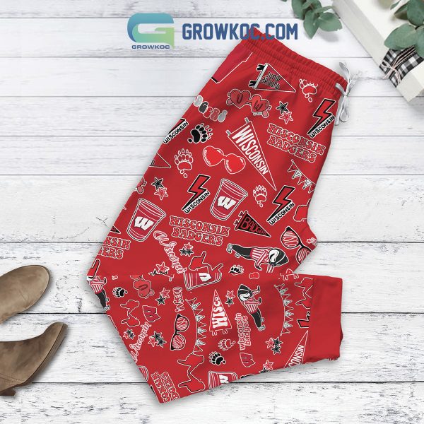 Wisconsin Badgers Run On Coffee Fleece Pajamas Set