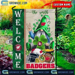Wisconsin Badgers St. Patrick’s Day Shamrock Personalized Garden Flag