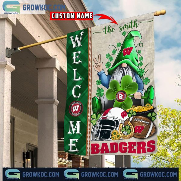 Wisconsin Badgers St. Patrick’s Day Shamrock Personalized Garden Flag