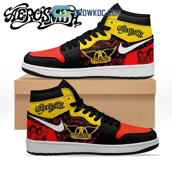 Aerosmith Red And Yellow Air Jordan 1 Shoes