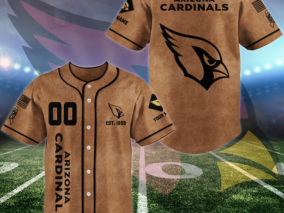 Arizona Cardinals Brown American Flag Personalized Baseball Jersey Growkoc