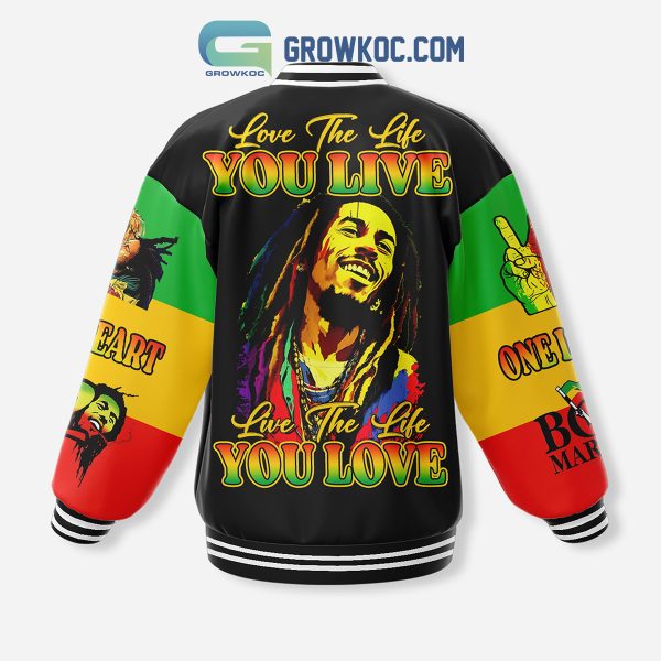 Bob Marley Live The Life Baseball Jacket