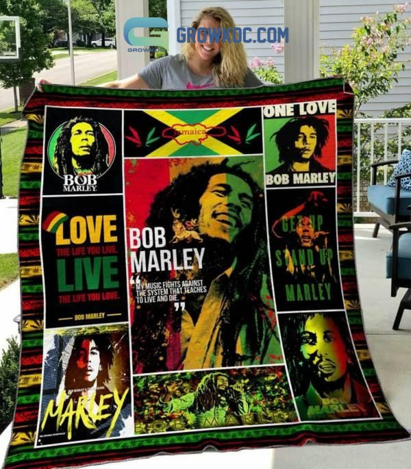 Bob Marley My Music Fights Against The System That Teaches To Live And Die Fleece Blanket Quilt