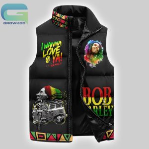 Bob Marley Rebel Love The Life You Live Sleeveless Puffer Jacket
