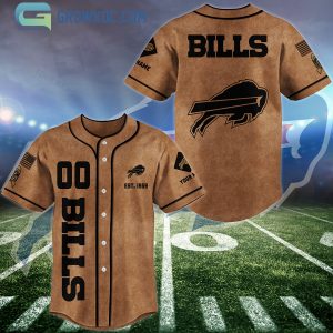 Buffalo Bills Brown American Flag Personalized Baseball Jersey