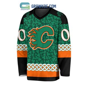 Calgary Flames St.Patrick’s Day Personalized Long Sleeve Hockey Jersey