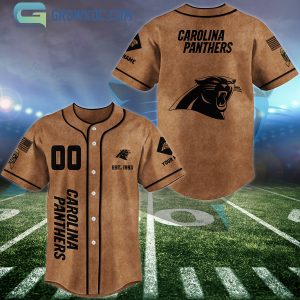 Carolina Panthers Brown American Flag Personalized Baseball Jersey
