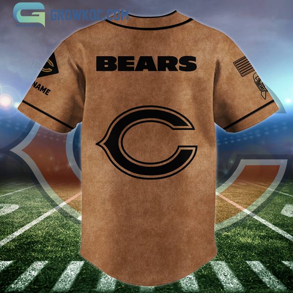 Chicago Bears Brown American Flag Personalized Baseball Jersey