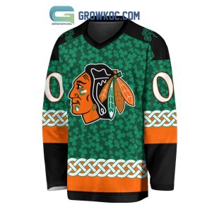Chicago Blackhawks St.Patrick’s Day Personalized Long Sleeve Hockey Jersey