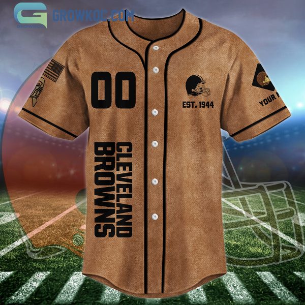 Cleveland Browns Brown American Flag Personalized Baseball Jersey