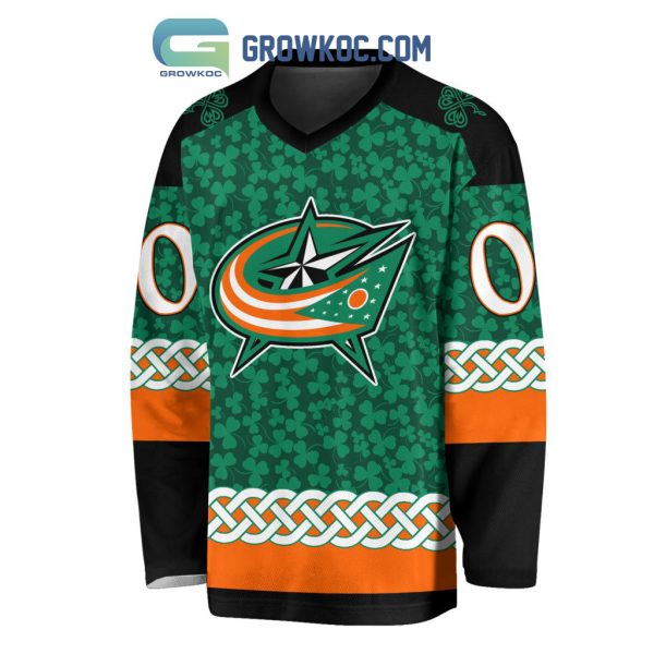 Columbus Blue Jackets St.Patrick’s Day Personalized Long Sleeve Hockey Jersey