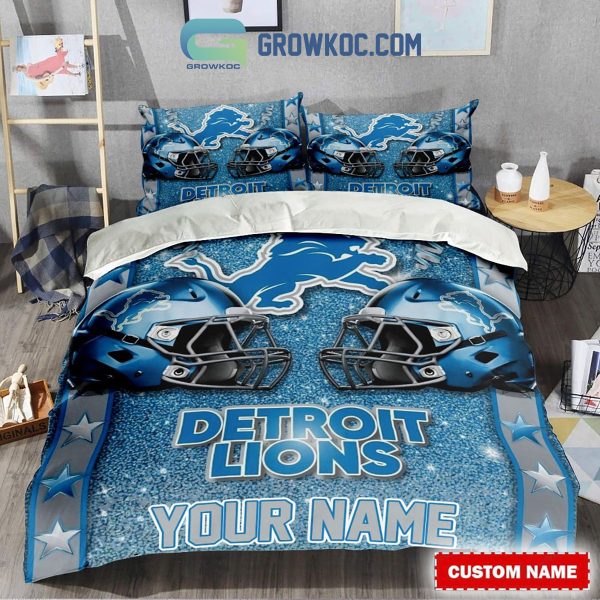 Detroit Lions Star Wall Personalized Fan Bedding Set