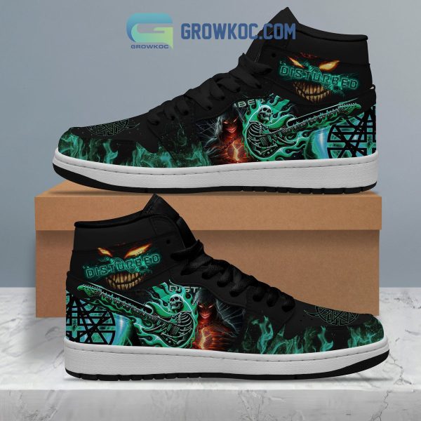 Disturbed Green Flames Air Jordan 1 Shoes