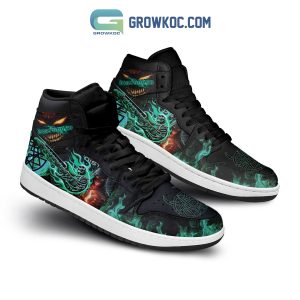 Disturbed Green Flames Air Jordan 1 Shoes