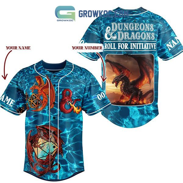 Dungeons & Dragons Roll For Initiative Blue Version Personalized Baseball Jersey
