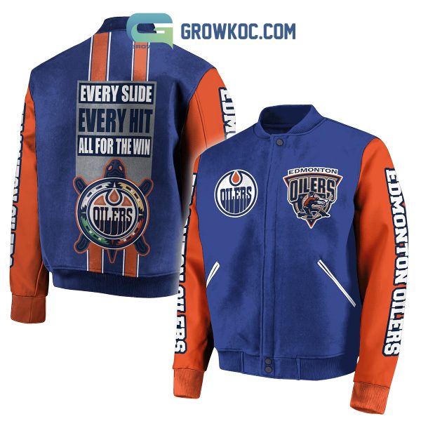 Edmonton Oilers Every Slide For Win Proud Fan Baseball Jacket