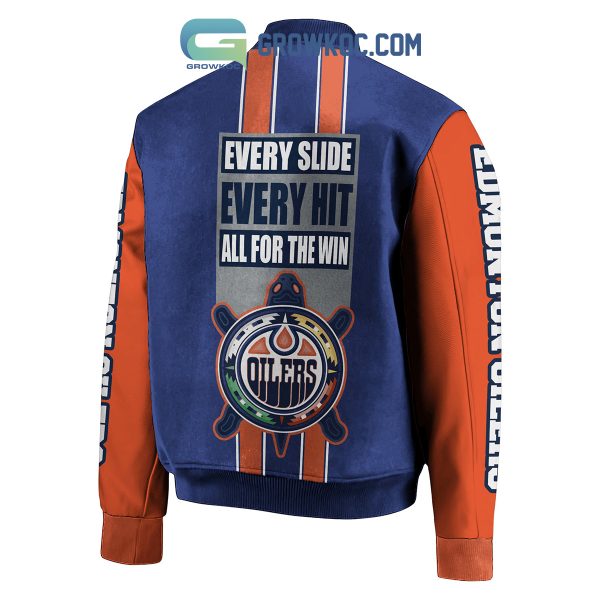 Edmonton Oilers Every Slide For Win Proud Fan Baseball Jacket