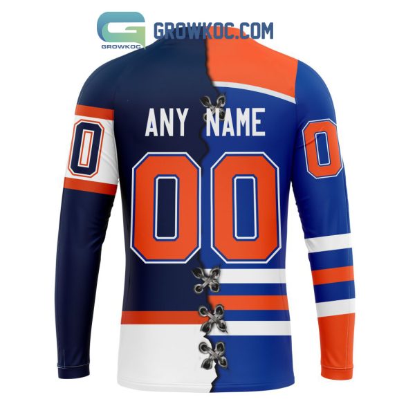 Edmonton Oilers Mix Reverse Retro Personalized Hoodie Shirts