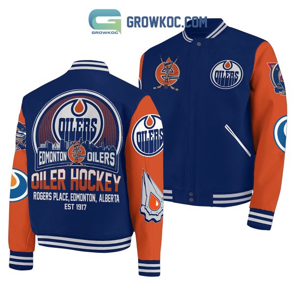 Edmonton Oilers Rogers Place Est 1917 Baseball Jacket