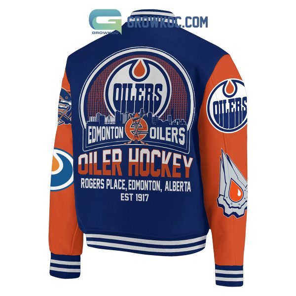 Edmonton Oilers Rogers Place Est 1917 Baseball Jacket