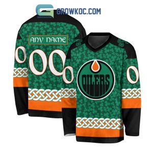 Edmonton Oilers St.Patrick’s Day Personalized Long Sleeve Hockey Jersey