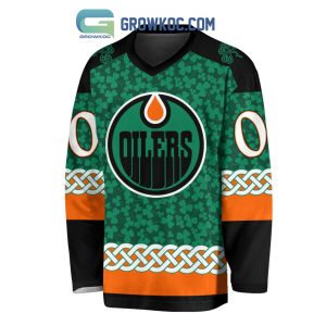 Edmonton Oilers St.Patrick’s Day Personalized Long Sleeve Hockey Jersey