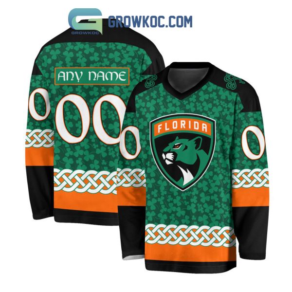 Florida Panthers St.Patrick’s Day Personalized Long Sleeve Hockey Jersey