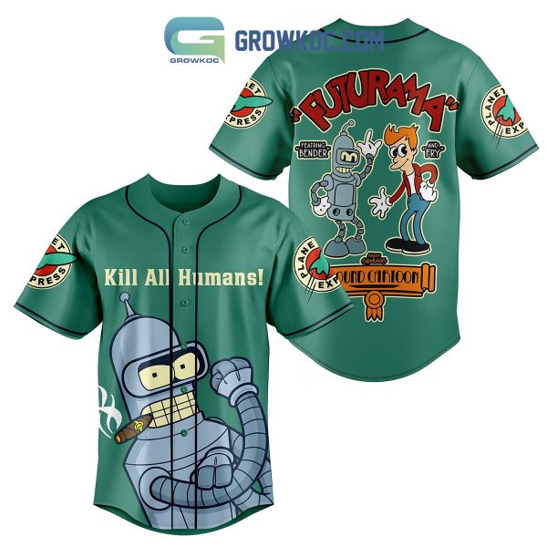 Futurama Bender And Fry Personalized Baseball Jersey Green