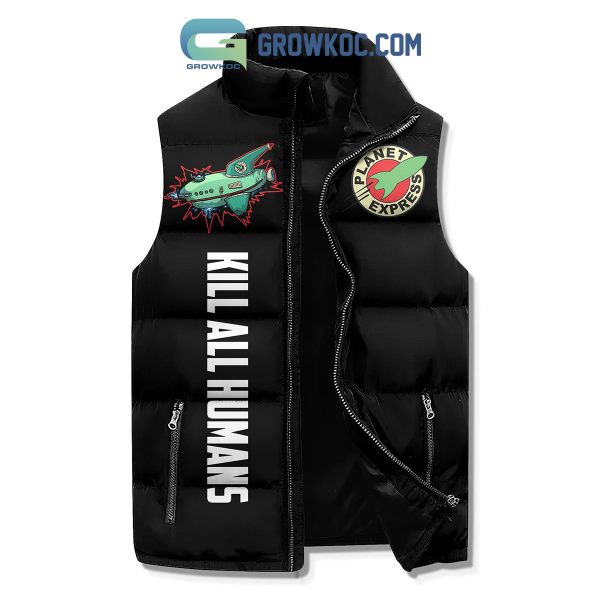 Futurama Kill All Humans Sleeveless Puffer Jacket