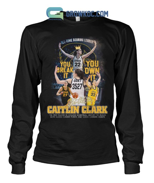 Iowa Hawkeyes Caitlin Clark All Time Scoring Leader Basketball Fan T Shirt
