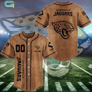 Jacksonville Jaguars Brown American Flag Personalized Baseball Jersey