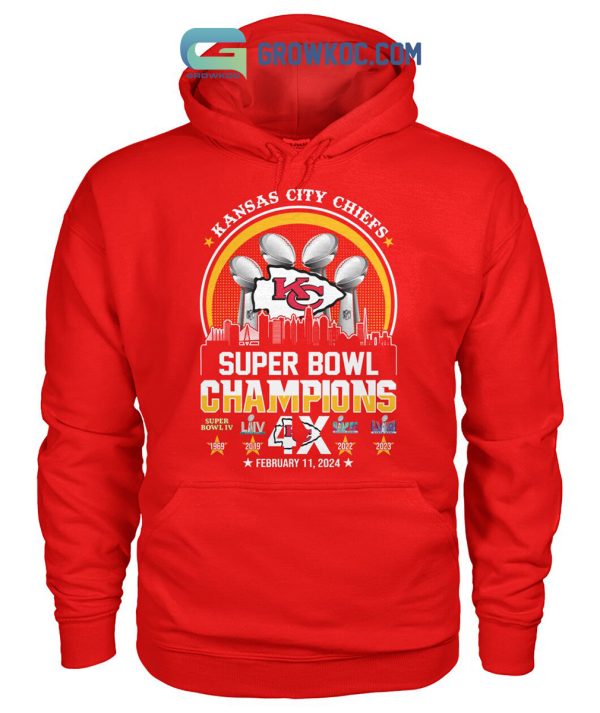 Kansas City Chiefs Super Bowl Champions 4x February 11 2024 T Shirt